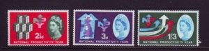Great Britain Sc 387-389 1962 National Productivity Year stamp set mint NH