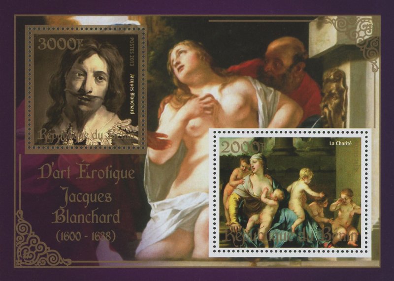 Erotic Art Paintings Jacques Blanchard Souvenir Sheet of 2 Stamps Mint NH