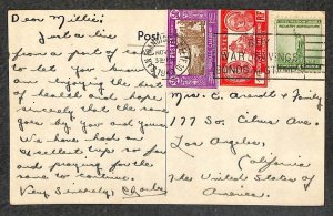 USA 899 & NEW CALEDONIA 148 159 STAMPS MIXED USAGE SOLOMON ISLANDS POSTCARD 1943