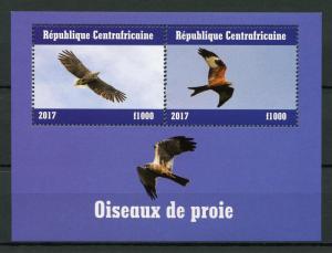 Central African Republic 2017 MNH Birds of Prey 2v M/S III Raptors Stamps