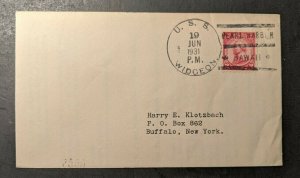 1931 USS Widgeon at Pearl Harbor, Hawaii Navy Cover to Buffalo, New York