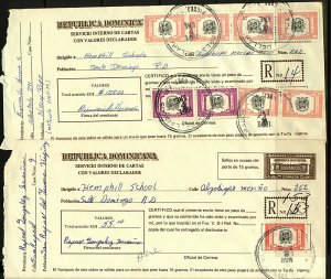 Dominican Republic 1991/2 trio of Registered covers with various rates, charges 