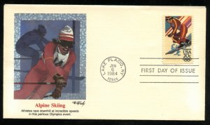 US 2068 14th Winter Olympics Downhill Skiing UA Fleetwood cachet FDC