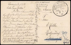 Germany WWI Navy Vorpostenhalbflottille West MSP208 Feldpost Cover G75751