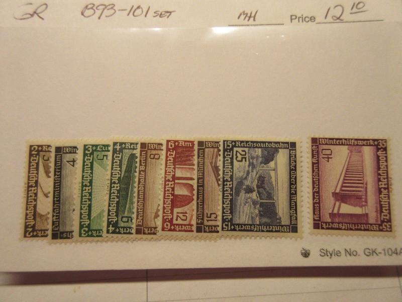 GERMANY  Scott  B93-B101 set, MINT HINGED  Cat $12.10