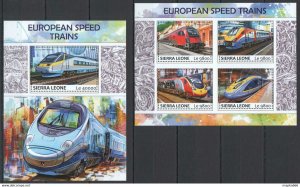 2017 Sierra Leone European Speed Trains #8695-8+Bl1268 ** Fd0069
