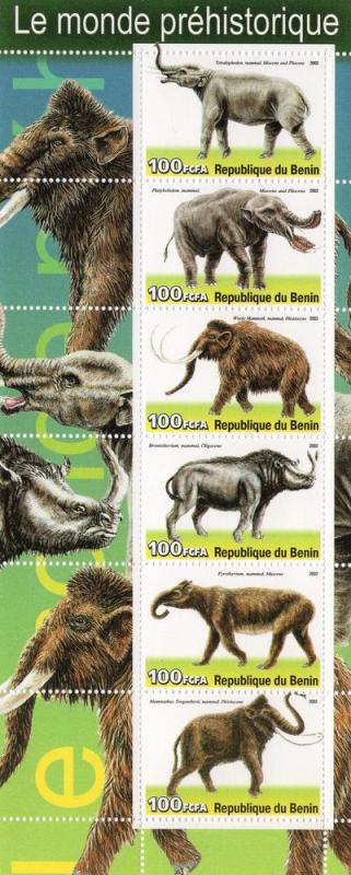 Benin '03 Sheet/6  Dinosaurs Prehistoric #03mammoth1-6 