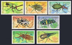 Mongolia 1989-1995, MNH. Michel 2277-2283. Insects, Beetles, 1991.