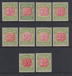 1946 - 1957 Australia postage due complete set MLH Sc# J71 / J80 CV $143.50