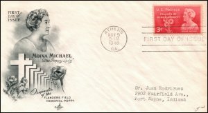 Scott 977 - 3 Cents Moina Michael - Art Craft FDC Typed Address Planty 977-14