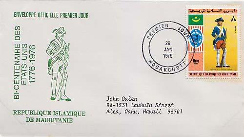 Mauritania, First Day Cover, Americana