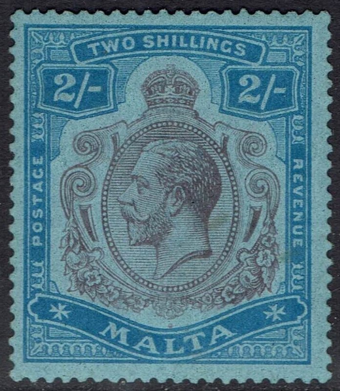 MALTA 1921 KGV 2/- WMK MULTI SCRIPT CA