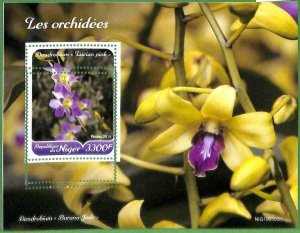 A2442 - NIGER - ERROR: MISSPERF, special block - 2019, orchids, flowers-