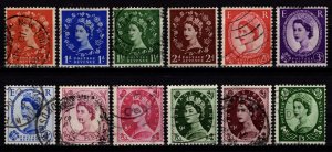 Great Britain 1952-54 Elizabeth II Def., Wmk Tudor Crown, Part Set [Used]