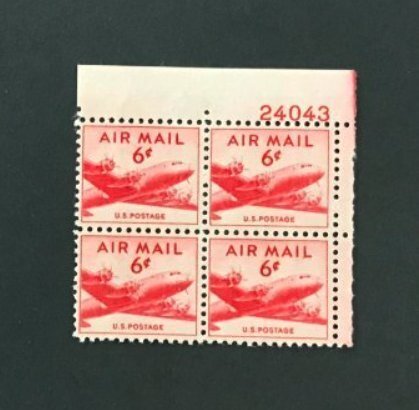 US #C39 Mint VF NH OG.  UR Plate Block #24550. Fresh.   16507