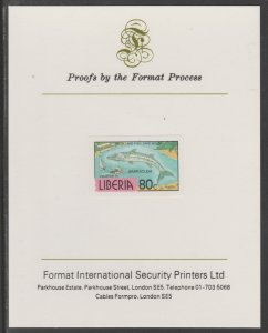 LIBERIA 1981 BARRACUDA  imperf proof mounted on Format Int Proof Card