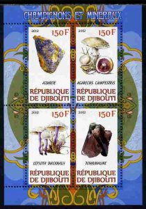 DJIBUTI - 2012 - Mushrooms & Minerals #1 - Perf 4v Sheet - MNH -Private Issue