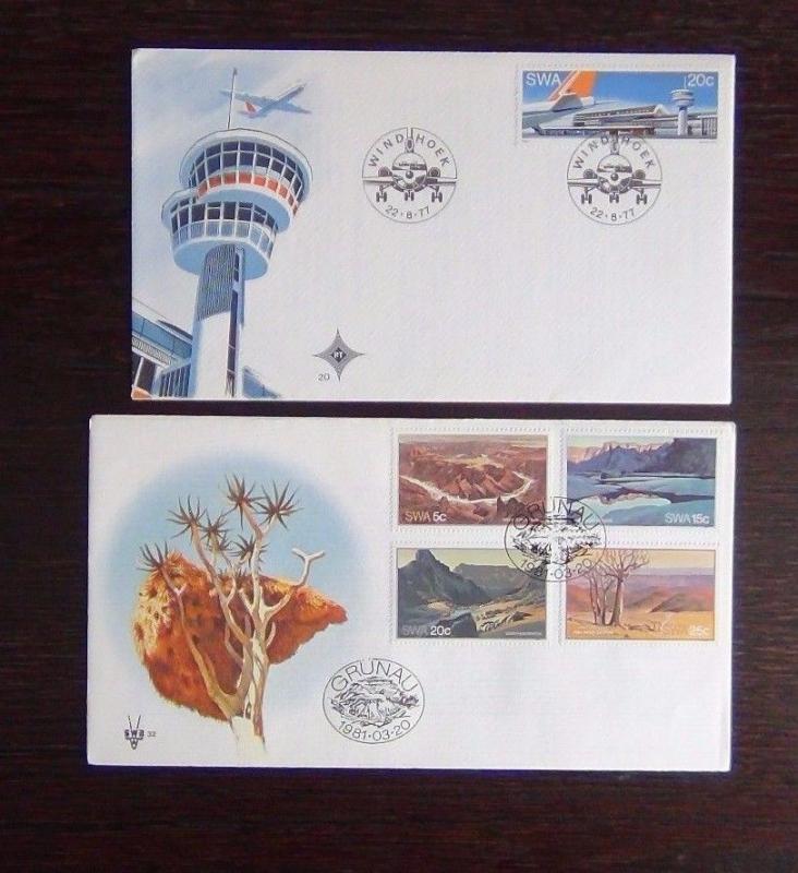 South West Africa 1977 1982 FDC x 10 Animals Airport Dams Canyon Salt Churches