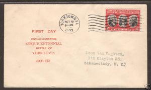 US Sc 703 on 1st Aero Cachet FDC, YORKTOWN, VA CDS 1;0