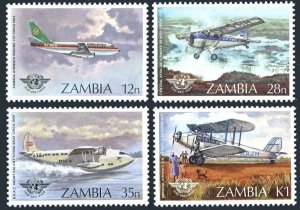 Zambia 296-299, MNH. Michel 306-309. ICAO, 40th Ann. 1984. Planes.