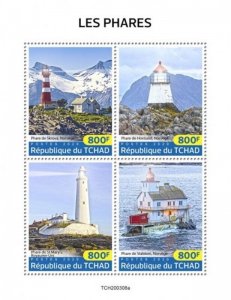 Chad - 2020 Lighthouses on Stamps - 4 Stamp Sheet - TCH200308a