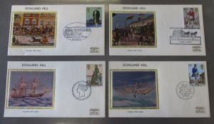 *KAPPYSSTAMPS CC - FDC COLORANO SILK CACHET - ROWLAND HILL SET OF 4 - 8-22-79