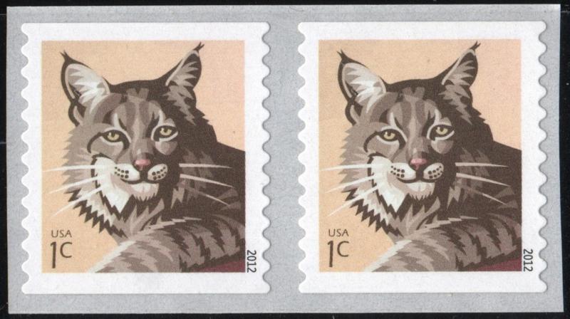 SC#4672 1¢ Bobcat Coil Pair (2012) SA