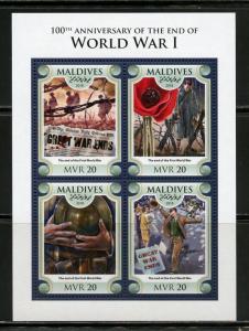 MALDIVES  2018 100th ANNIVERSARY OF THE END OF WW I  SHEET MINT NH