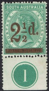 SOUTH AUSTRALIA 1891 QV 2½D ON 4D MNH ** PERF 15 PLATE 1