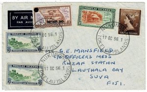 Tokelau Islands 1956 Nukunono cancel on airmail cover to Fiji