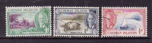 Cayman Is.-Sc#122-4-used low values of KGVI set-id6-Turtles-1950-