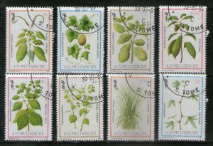 St. Thomas & Prince Is. 1983 Medicinal Plant Tree Flora 8v Sc 714-21 Cancelled