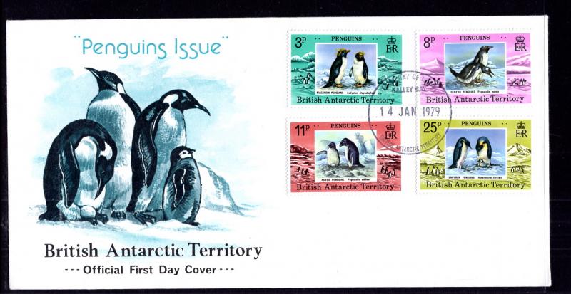 British Antarctic Territory 72-75 Penguins U/A FDC