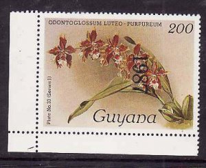 Guyana-Sc#1755- id9-unused NH single-Flowers-Orchids-1986-9-