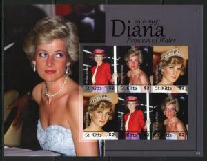 ST. KITTS  PRINCESS DIANA 50th BIRTH   IMPERFORATE  SHEET III   MINT NH