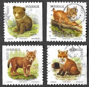 Sweden SC 2518a-2518d - Young Wild Animals - 4 Stamps - Used - 2005 - SCV $6.40