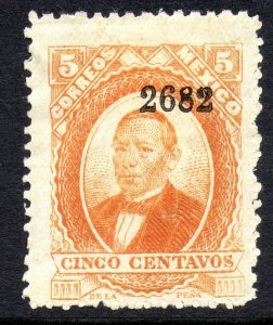 Mexico 1882 Juarez 5¢ Orange Meridia (2682) HARD Paper MX666