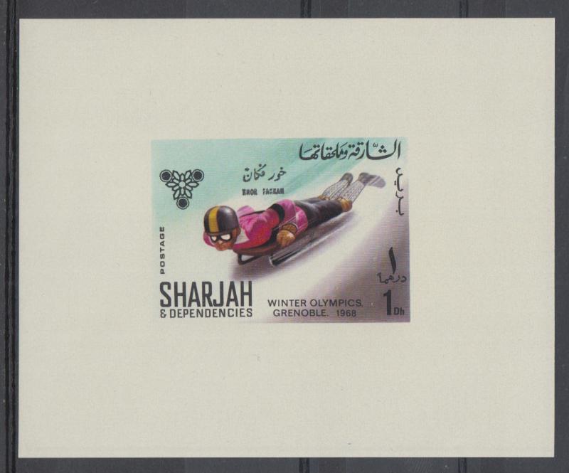 XG-D514 SHARJAH - Olympic Games, 1968 Grenoble Khor Fakkan Ovp, Deluxe MNH Sheet