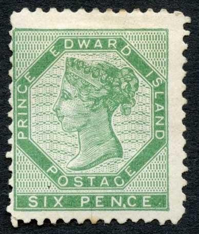 Prince Edward island SG17 6d Yellow-Green M/M Cat 120 pounds 