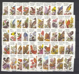 US 1953-2002 MNH OG 1982 State Birds and Flowers Singles Full Set Perf 10½x11¼