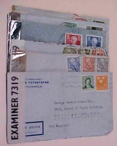 SWEDEN 6 CENSOR COVERS TO USA