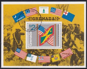 Grenada 1975 Sc 635 American Revolution Bicentennial Flags Stamp SS CTO NH