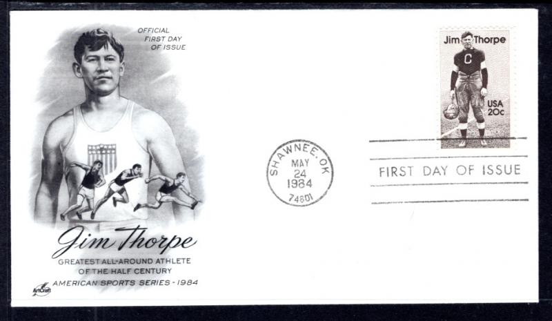 US 2089 Jim Thorpe Artcraft U/A FDC