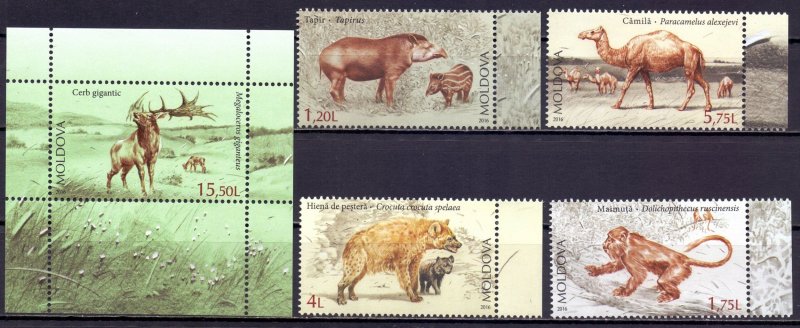 Moldova. 2016. 980-83, bl75. Extinct animals, dinosaurs. MNH.