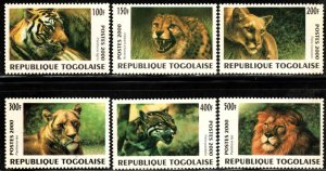 Togo #1919-24 ~ Set of 6 ~ Wild Cats ~ Unused, MX  (1999)