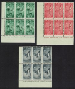 New Zealand Explorer Gold Digger Pioneer Woman Corner Blocks of 6 1960 MNH