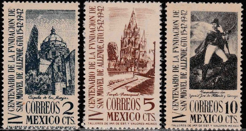 MEXICO 781-783, S. Miguel de Allende 400th Anniv. UNUSED, H. OG. VF.