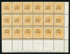 Straits Settlements SG91 1892 1c on 8c Orange inc Varieties 16 x U/M