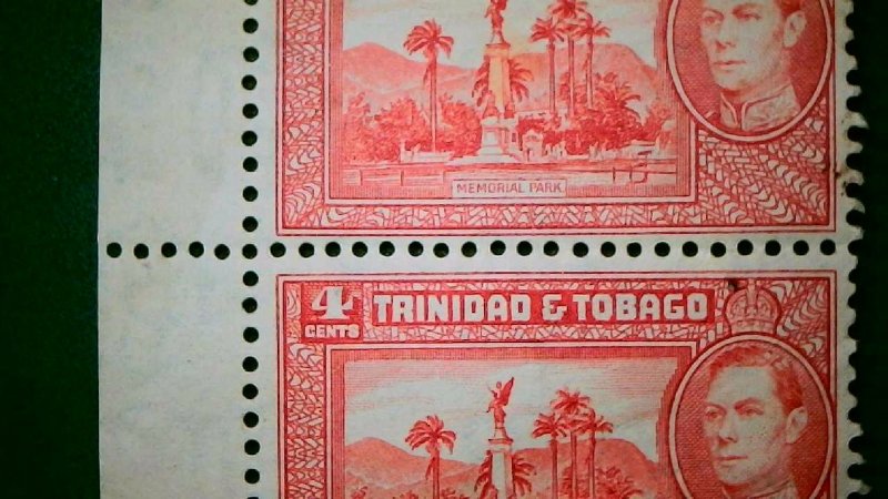 1941 Great Briton Scott# 53A Pair Trinidad and Ta Bago Crown Watermark