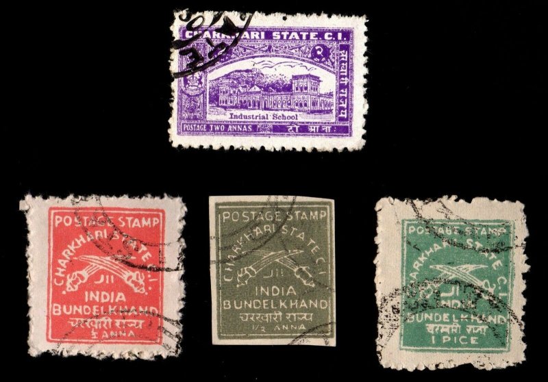 4 CHARKHARI  TYPE 2 (INDIAN STATE) Stamps